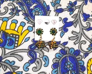 Vintage Green &amp; Gold Tone Earrings