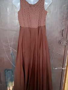 Brown Polka Dot Maxi Dress