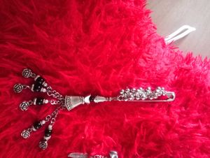 New Designer Silver Oxide Saree Pin