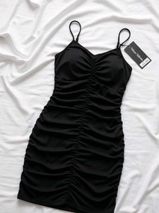 With Tag Ruched Bodycon Mini Dress