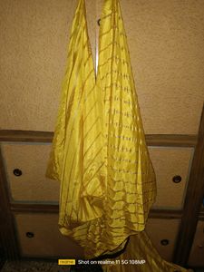 Festive Saree Yellow Nd Golden Colour With Blouse