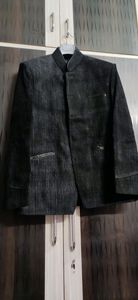 blazzer  full collar pure black cottarage pattern