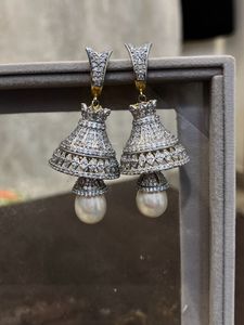 AD WHITE STONE JHUMKAS