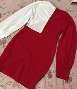 Red &amp; White Colorblock Dress