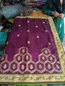 Elegant Purple Embroidered Saree