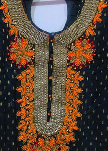 Black Heavy Work Stitched Kurti