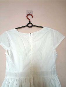 Korean Pure White Classic Midi Dress