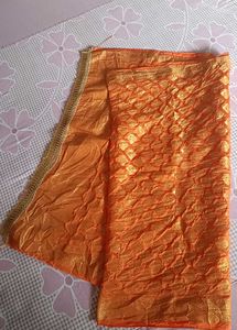Orange &amp; Gold Woven Dupatta