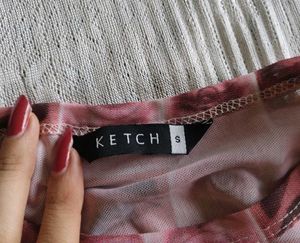 Ketch Eye Print Mesh Top