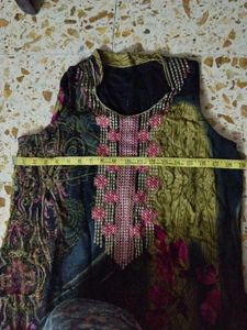 Black Floral Kurti Pink Salwar With Printed Duppat