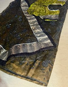 Olive Net Saree
