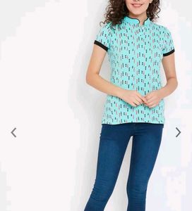 Patterned Short Sleeve Tunic Top