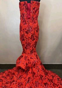 3D PAISLEY GOWN WITH TRAIL