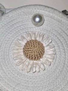 Jute Sling Bag With Pearl
