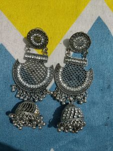 Silver Jhumka Earrings