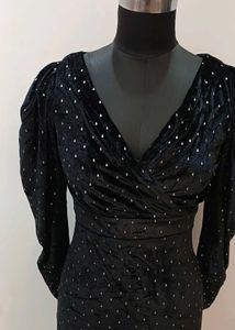 Elegant Black velvet Mini Dress