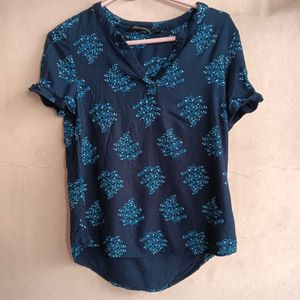 Patterned Blue Top