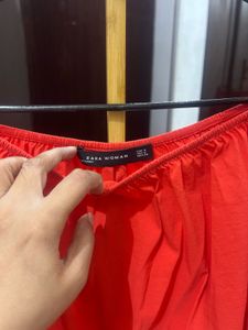 Zara Red Off-Shoulder Top