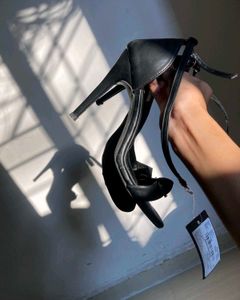 Elle Women's Black Ankle Strap Stilettos