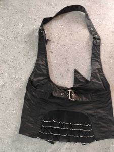black y2k underbust halter neck top