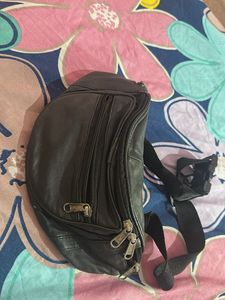 Vintage Black Leather Fanny Pack Waist Bag