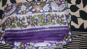 Purple Kalamkari Cotton Fabric