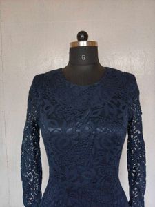 Navy Lace Long Sleeve Dress