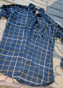 Stylish Men's Blue Plaid Casual Shirt