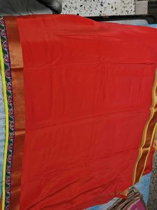 Elegant Orange &amp; Green Saree