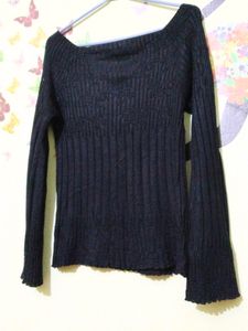 down shoulder woollen top