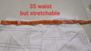 Women L Checked White Trousers Rarely Used