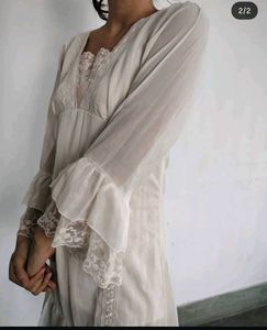 White Lace Trim Dress