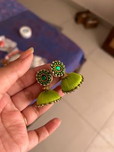 Thread Work Earrings And Jewellery Set