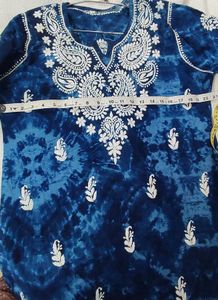 Dark Blue tie N Dye Embroidery Top