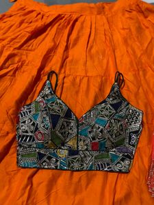 Navratri Orange Lehenga Choli Set