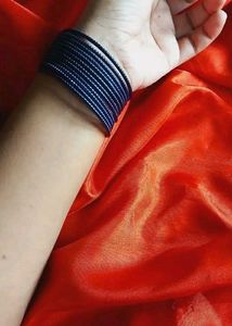 Navy Blue Glass Bangles - Stackable & Stylish