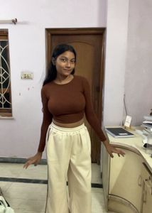 Brown Long Sleeve Crop Top