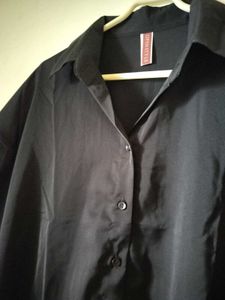 oversized Black Button-Down Shirt