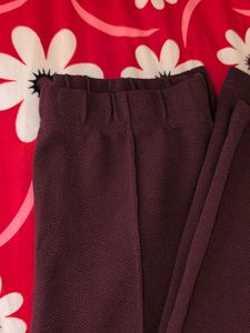 Burgundy Crepe Straight Leg Pants