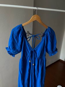 NEW LOOK A-Line Puff Sleeve Blue Dress
