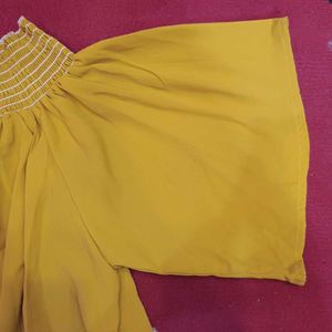 Mustard Smocked Neck Top