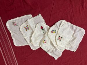Vintage Embroidery Handkerchief Set of 6