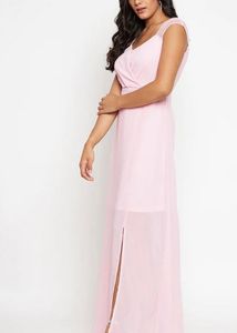 Pastel Pink Net Evening Gown