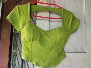 Green Padded Crop Top