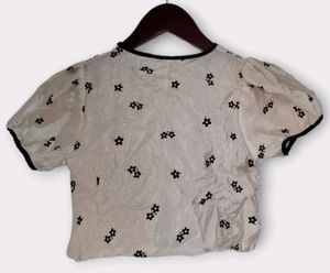 Girls&#39; Floral Embroidered Puff Sleeve Blouse Kids