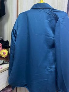 Teal Blue Satin Shirt