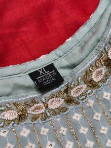Women Festive Green Embroidered Anarkali Kurta