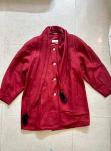 Vintage Burgundy Coat with Unique Details