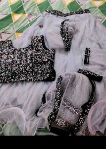 Sequin Lehenga Choli Set with shrug