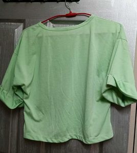 Cute Green Crop T Shirt
